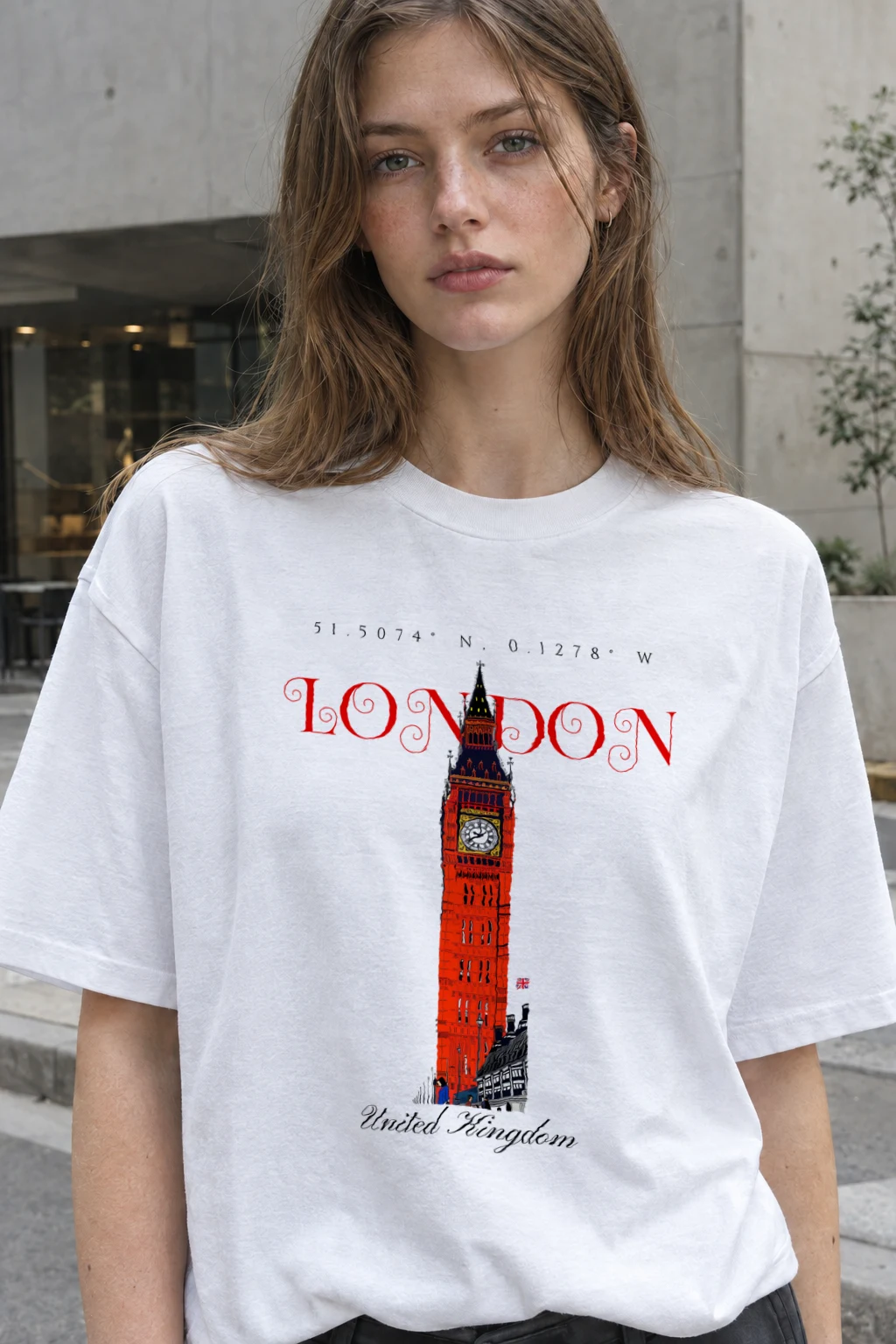 "London Coordinates" Heavyweight Unisex Crewneck T-shirt | Gildan 5000