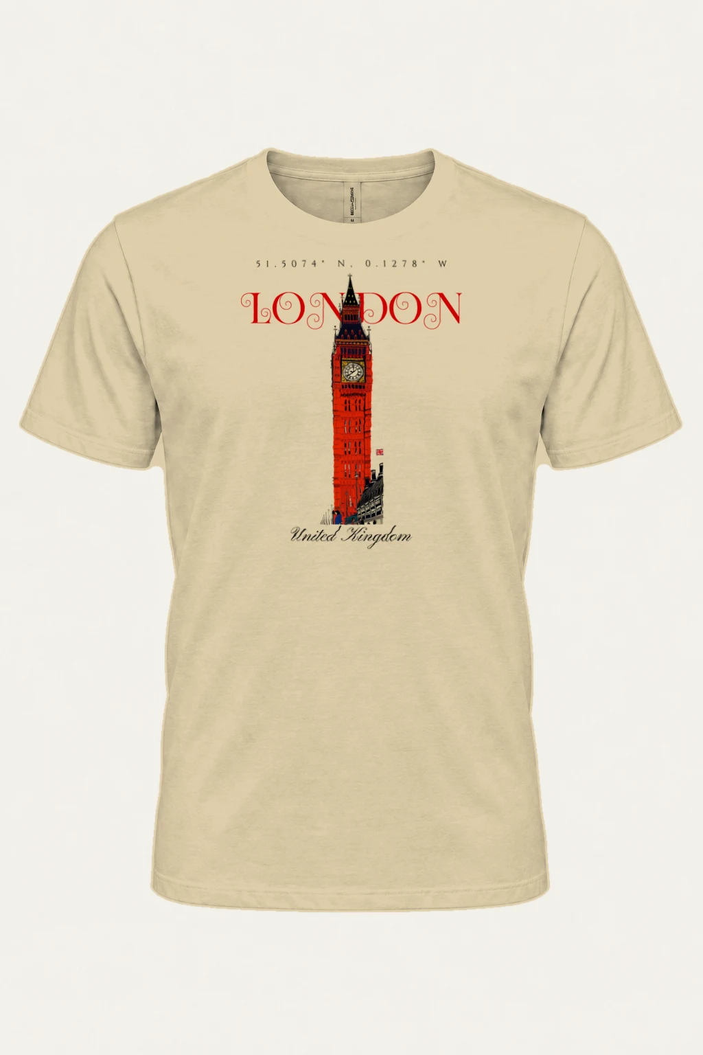 "London Coordinates" Heavyweight Unisex Crewneck T-shirt | Gildan 5000