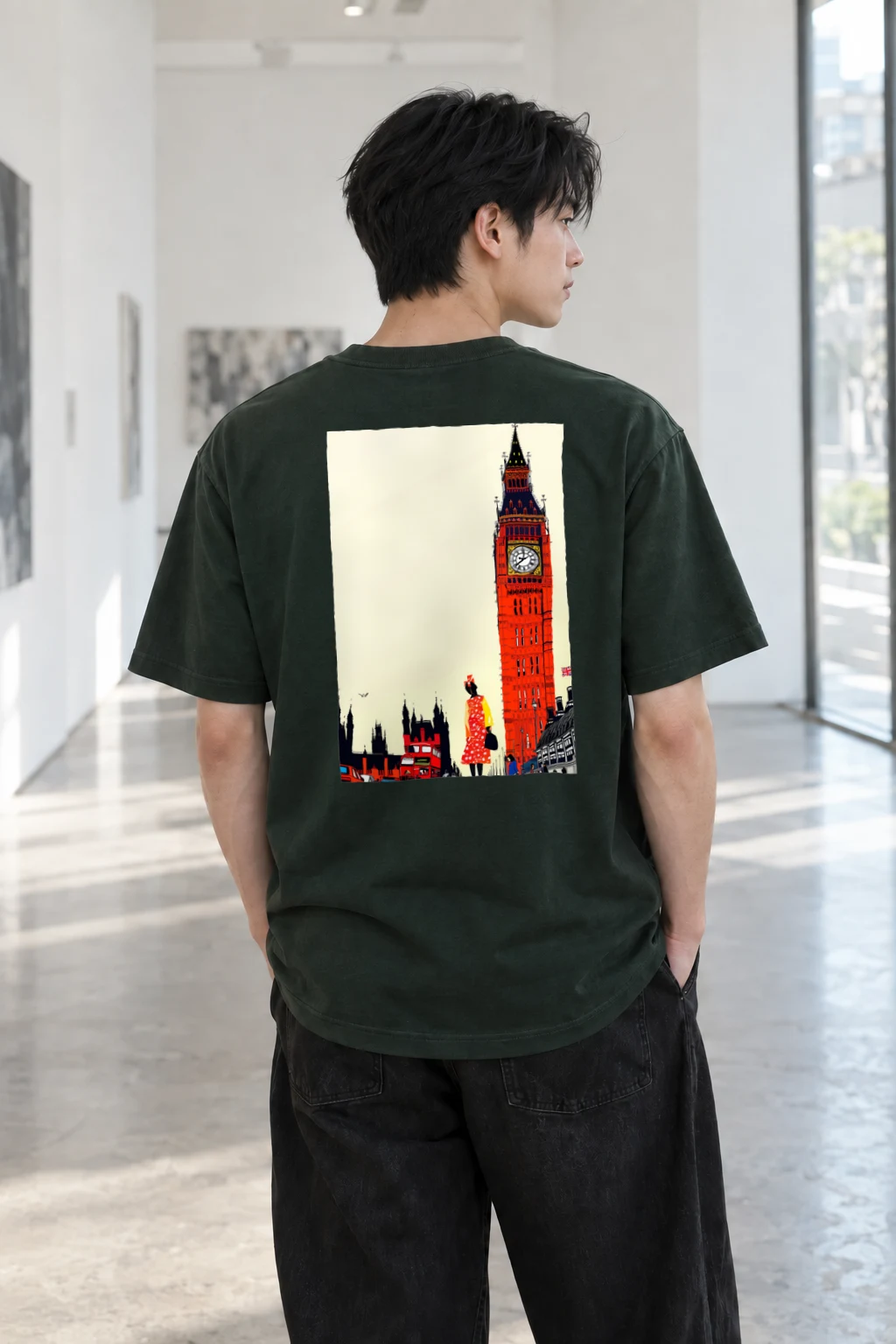 "London Transit Sketch" Heavyweight Unisex Crewneck T-shirt | Gildan 5000