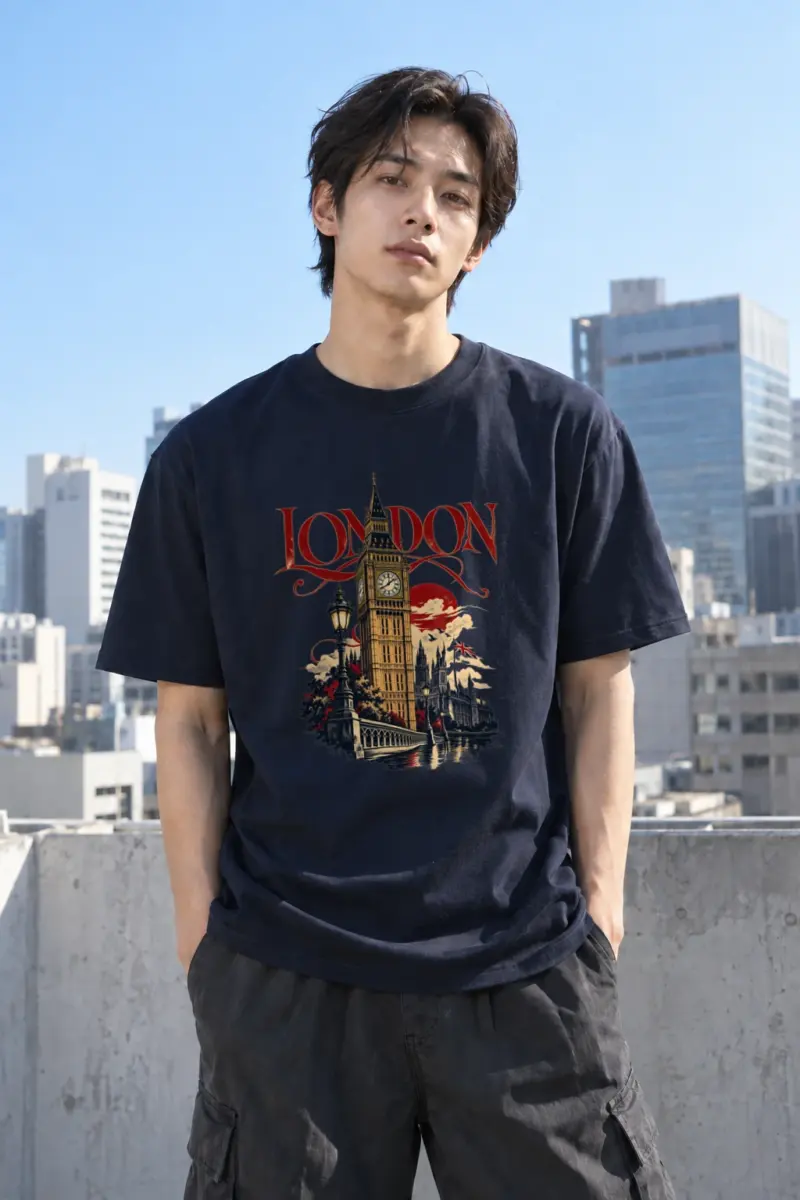 "London Westminster Poster" Heavyweight Unisex Crewneck T-shirt | Gildan 5000