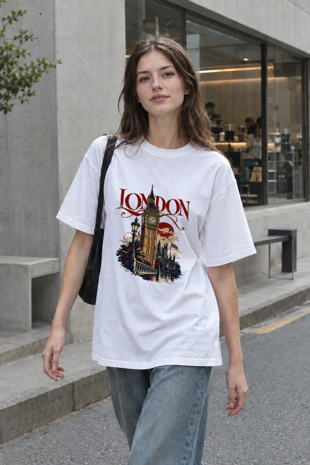 "London Westminster Poster" Heavyweight Unisex Crewneck T-shirt | Gildan 5000