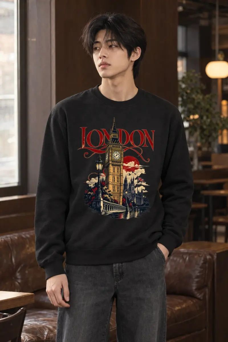 "London Westminster Travel Poster" Heavy Blend Unisex Crewneck Sweatshirt | Gildan 18000