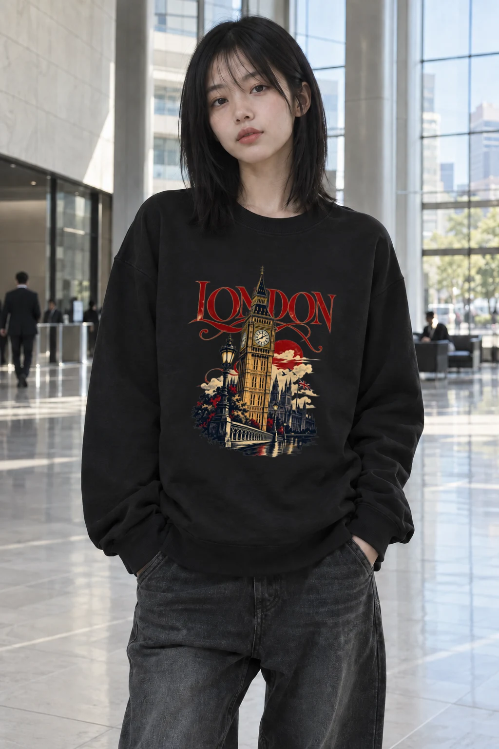 "London Westminster Travel Poster" Heavy Blend Unisex Crewneck Sweatshirt | Gildan 18000