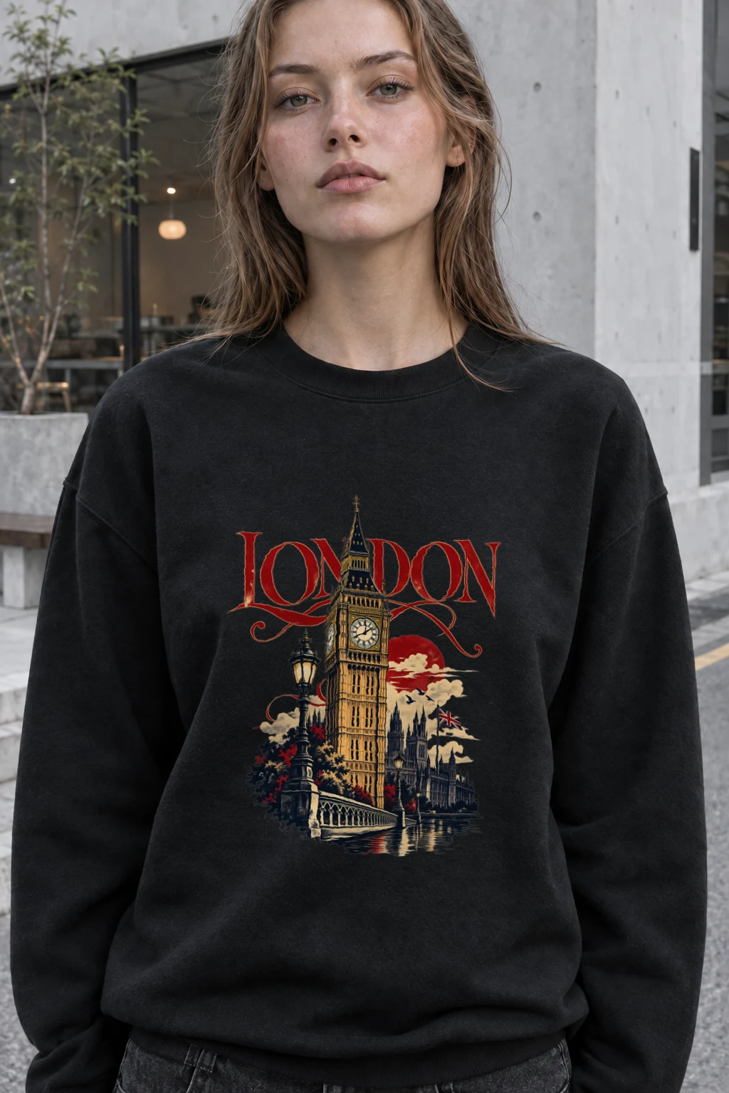 "London Westminster Travel Poster" Heavy Blend Unisex Crewneck Sweatshirt | Gildan 18000