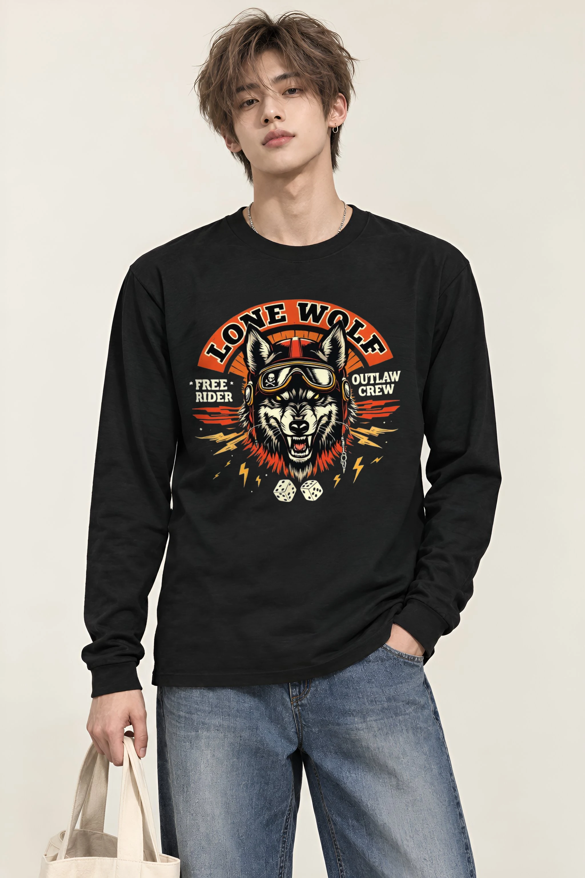 "Lone Wolf Free Rider" Unisex Longsleeve T-shirt
