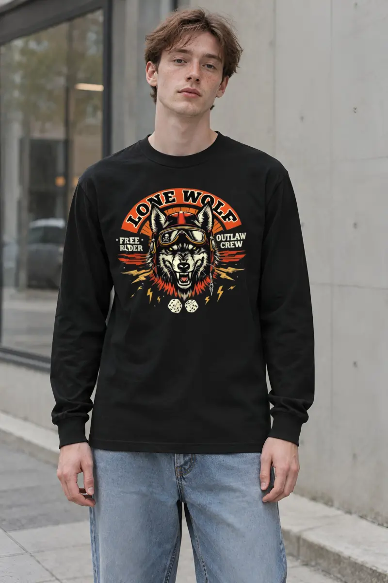 "Lone Wolf Free Rider" Unisex Longsleeve T-shirt