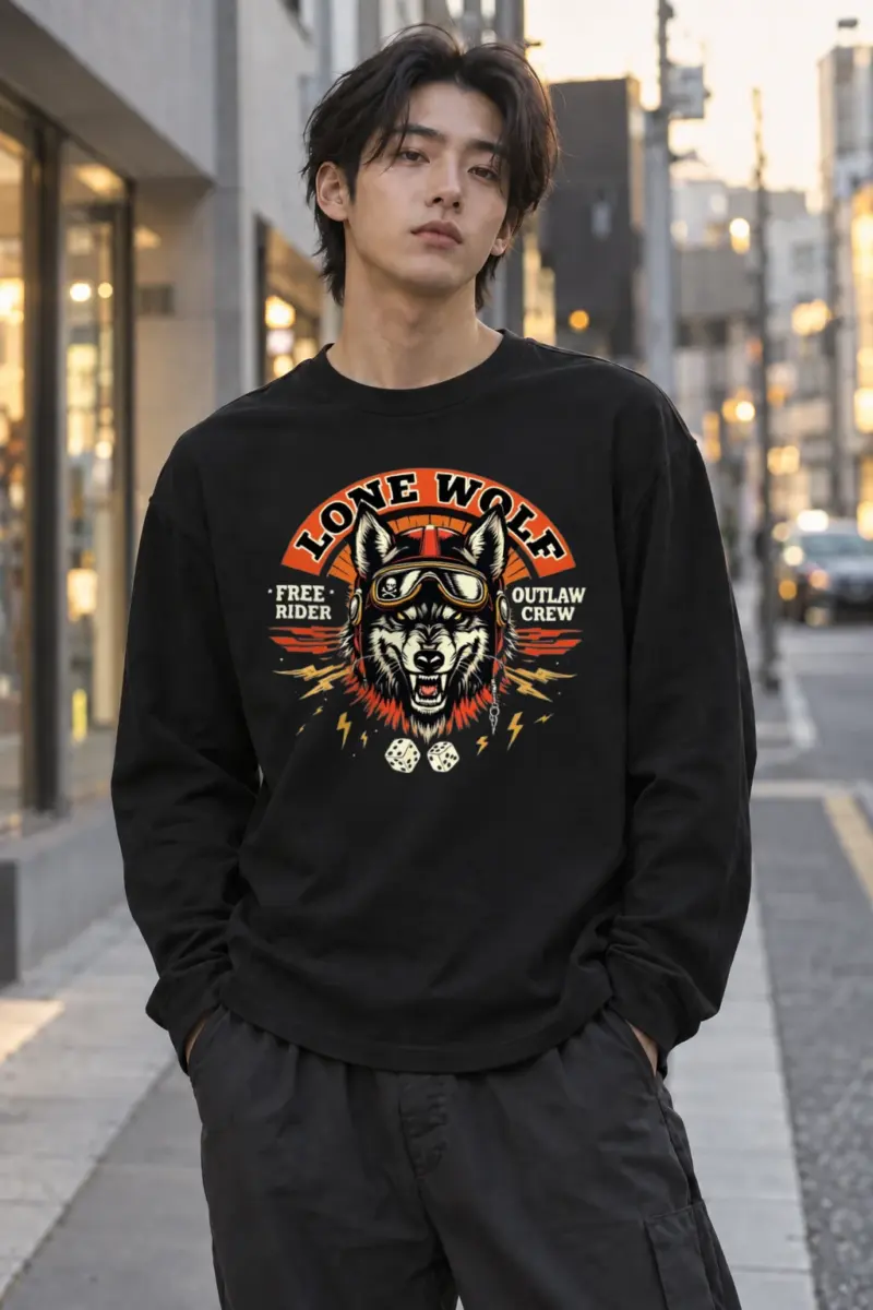 “Lone Wolf Free Rider” Unisex Longsleeve T-shirt | Gildan 2400