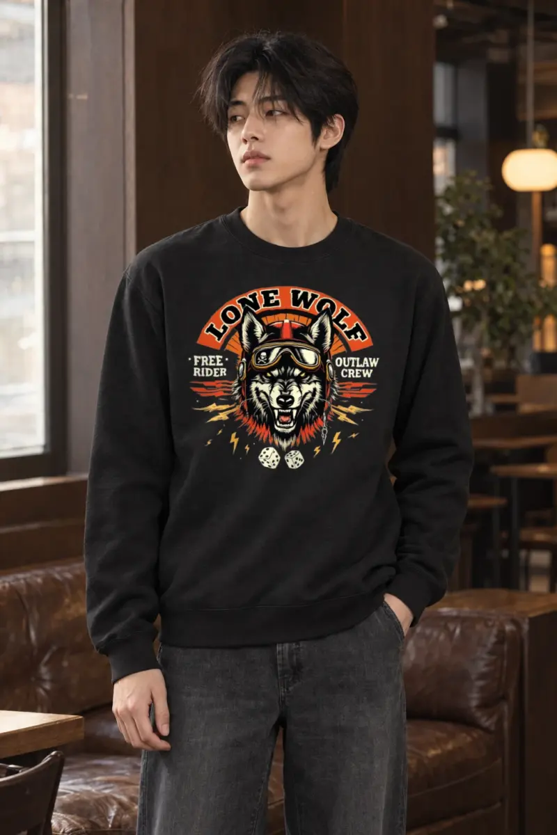 "Lone Wolf Rider" Heavy Blend Unisex Crewneck Sweatshirt | Gildan 18000
