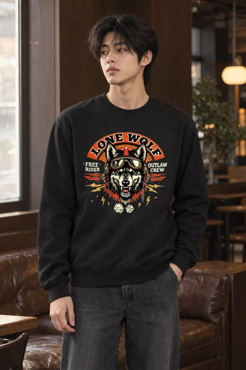 "Lone Wolf Rider" Heavy Blend Unisex Crewneck Sweatshirt