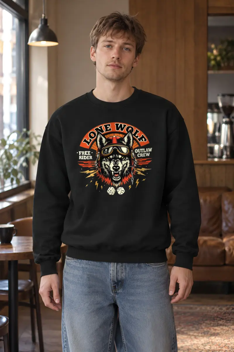 "Lone Wolf Rider" Heavy Blend Unisex Crewneck Sweatshirt