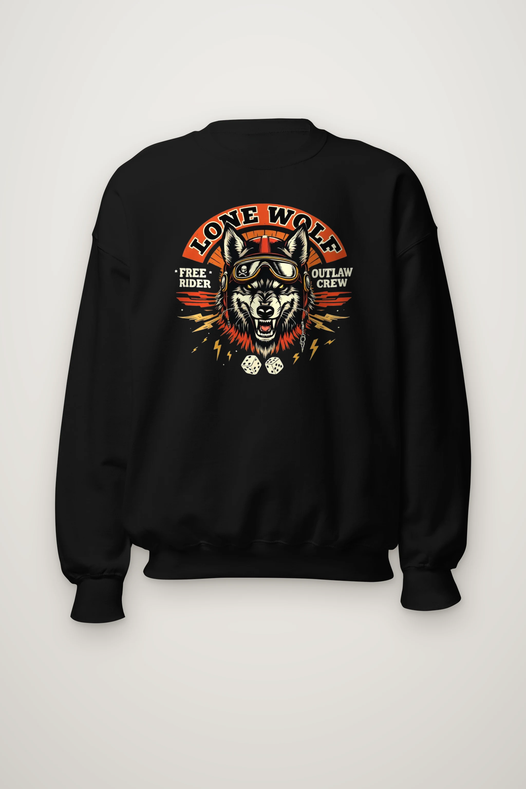 "Lone Wolf Rider" Heavy Blend Unisex Crewneck Sweatshirt