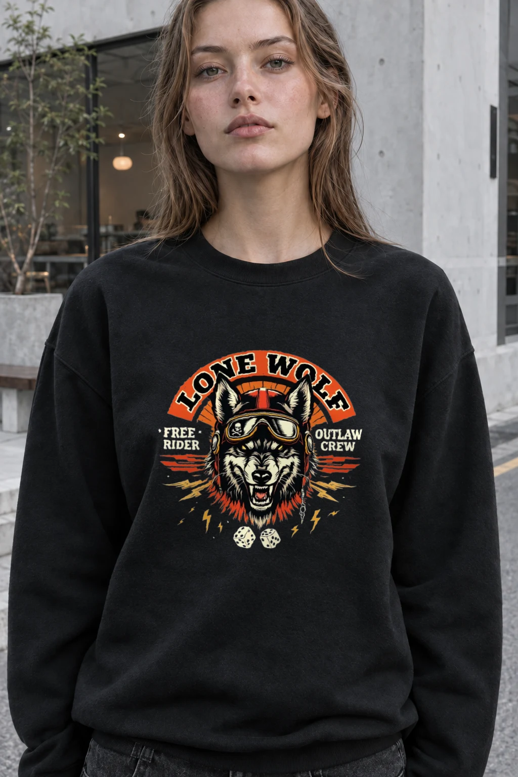 "Lone Wolf Rider" Heavy Blend Unisex Crewneck Sweatshirt | Gildan 18000