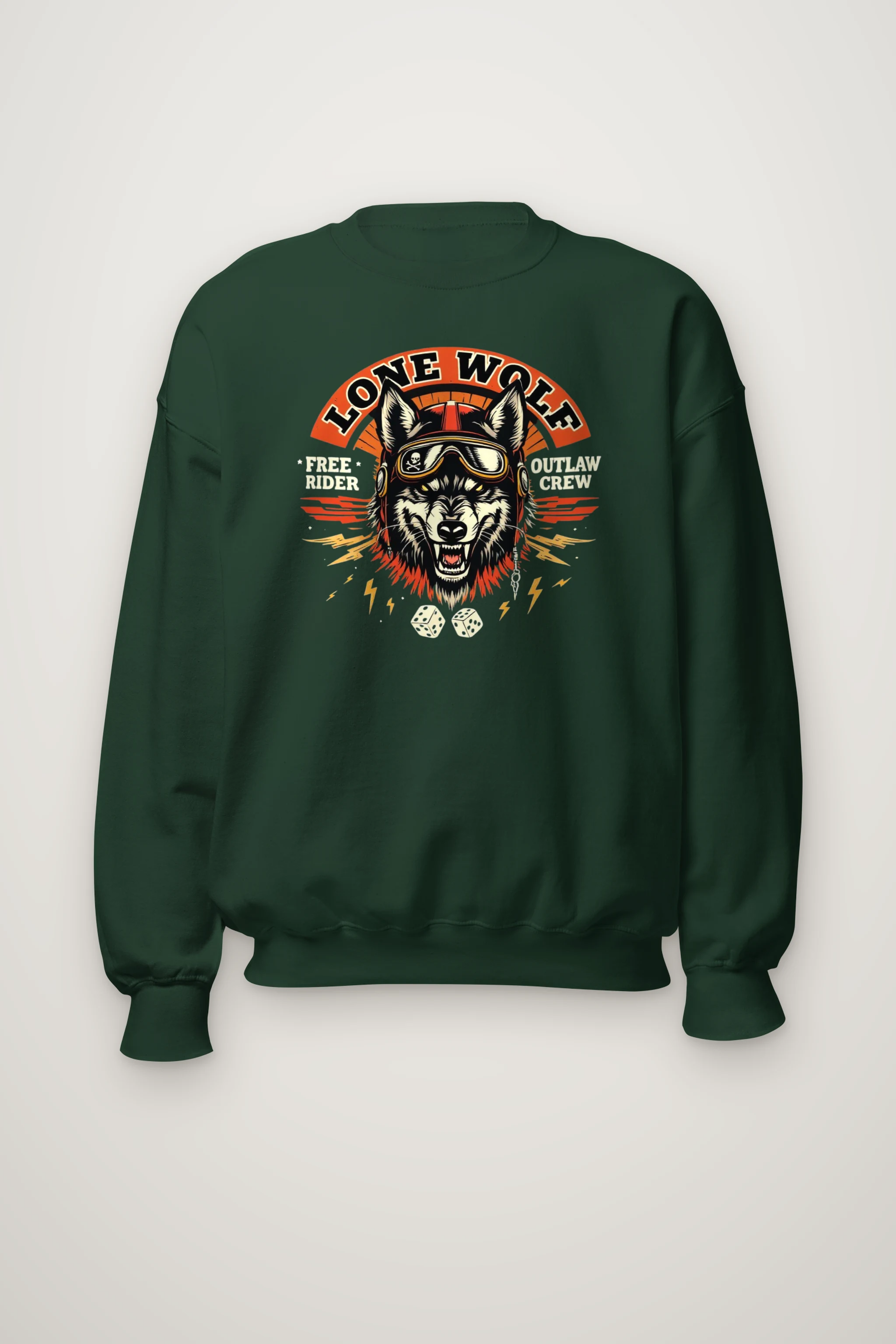 "Lone Wolf Rider" Heavy Blend Unisex Crewneck Sweatshirt
