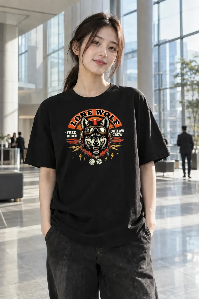 "Lone Wolf Rider" Heavyweight Unisex Crewneck T-shirt | Gildan 5000