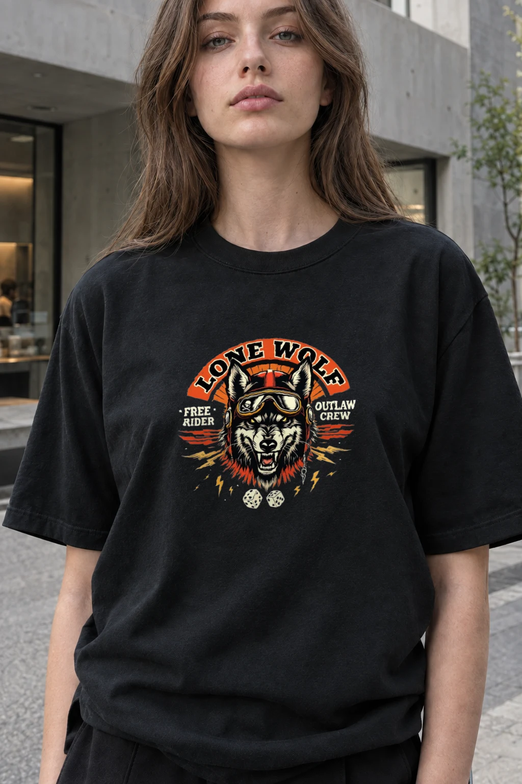 "Lone Wolf Rider" Heavyweight Unisex Crewneck T-shirt | Gildan 5000
