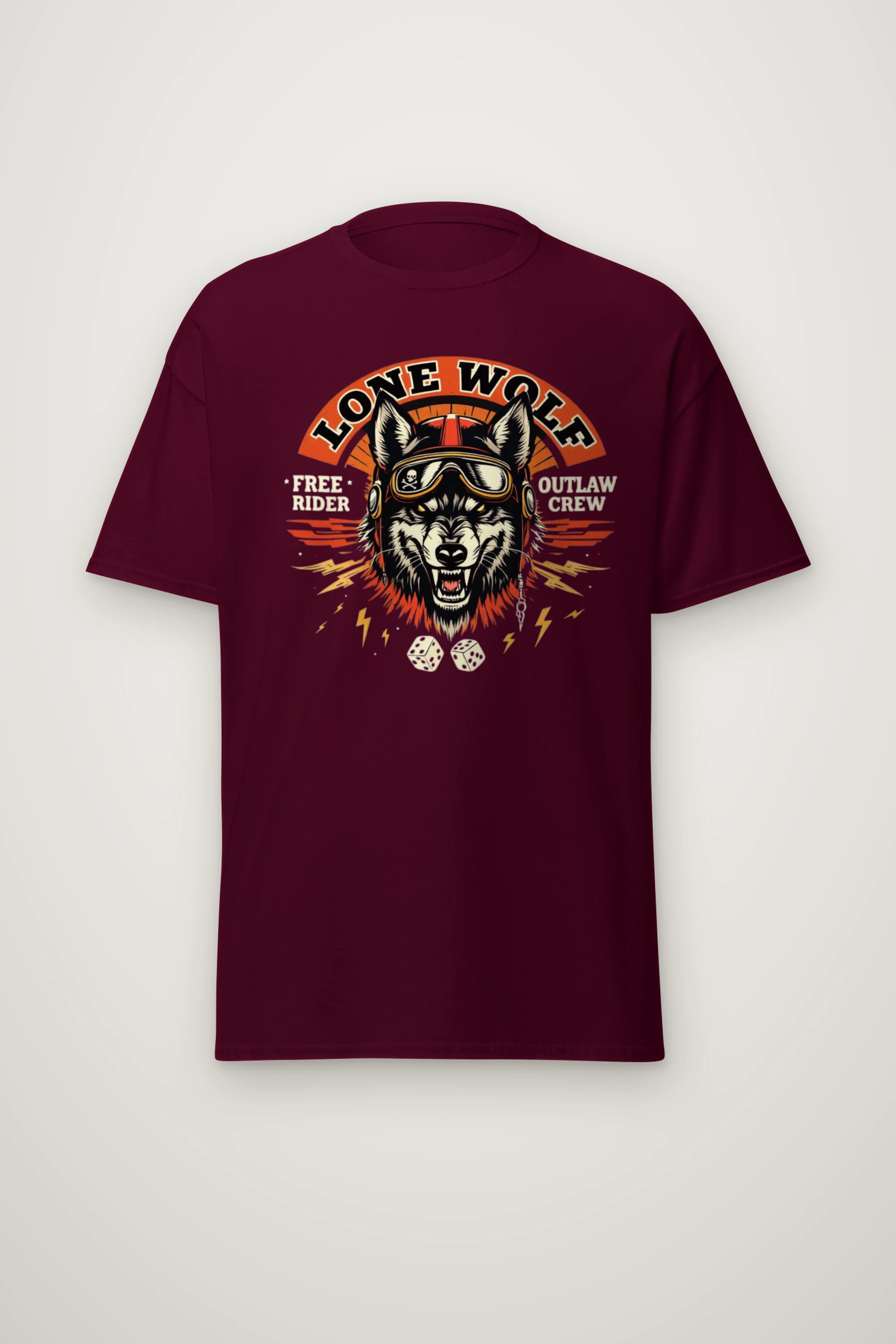 "Lone Wolf Rider" Heavyweight Unisex Crewneck T-shirt