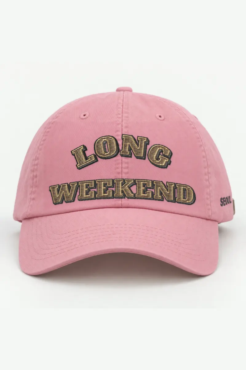 "Long Weekend" Classic Dad Hat · Embroidered — pink/cap-front
