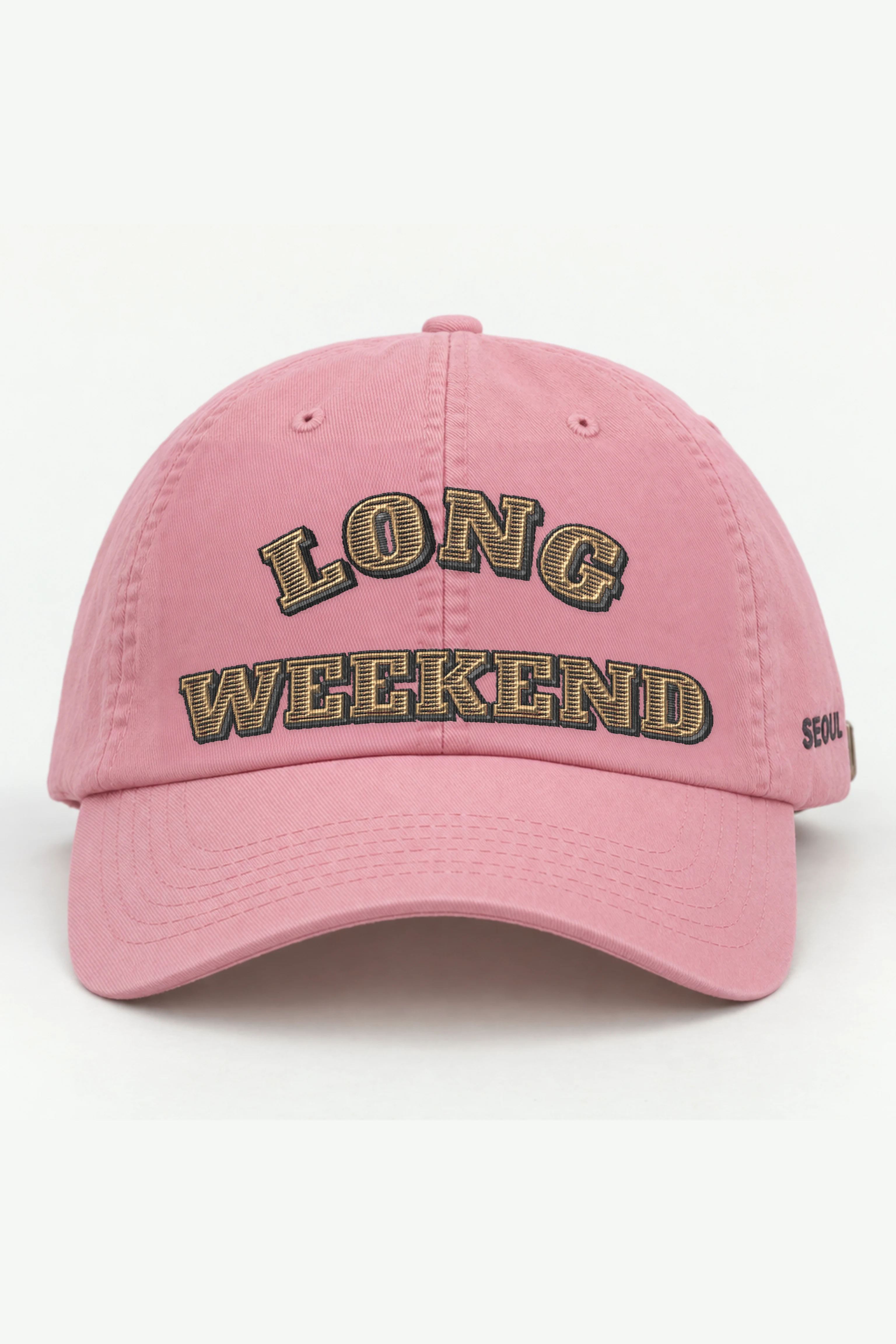 "Long Weekend" Classic Dad Hat · Embroidered — pink/cap-front