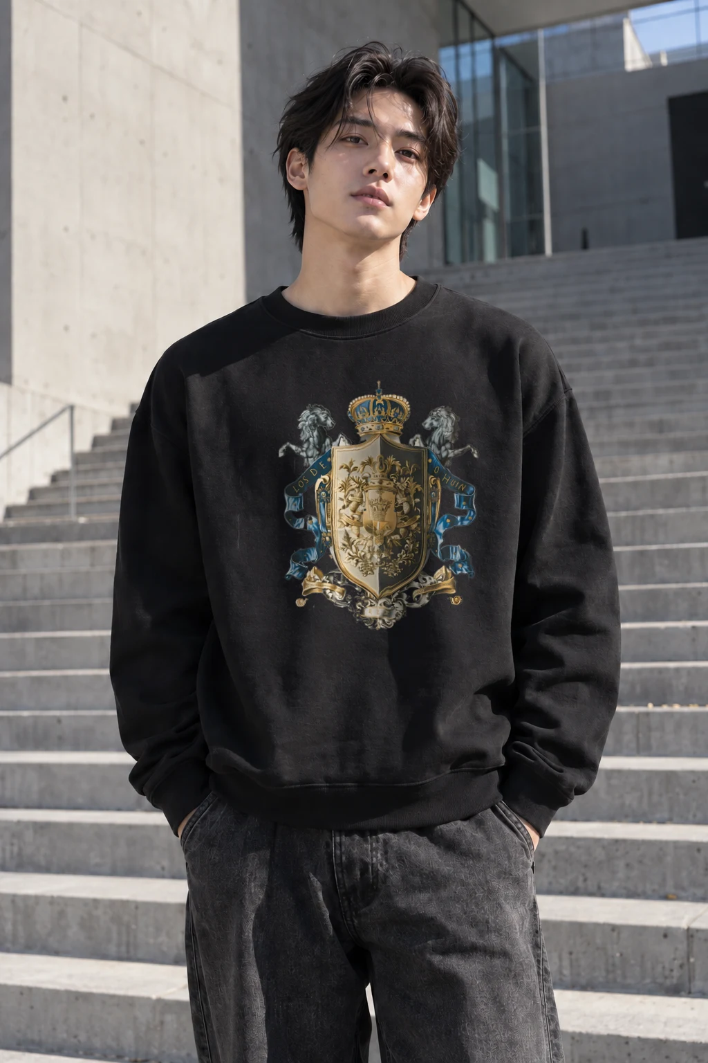 "Los De Chun Crest" Heavy Blend Unisex Crewneck Sweatshirt | Gildan 18000