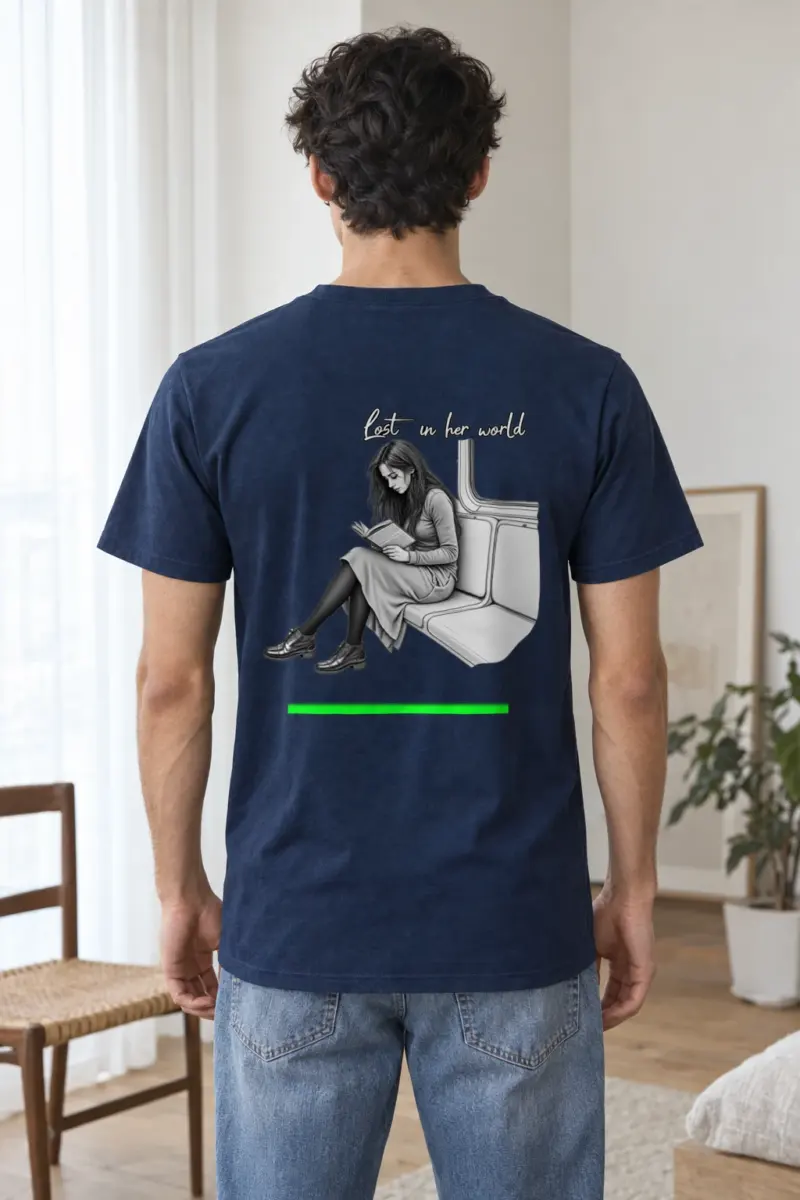 "Lost In Her World" Heavyweight Unisex Crewneck T-shirt | Gildan 5000
