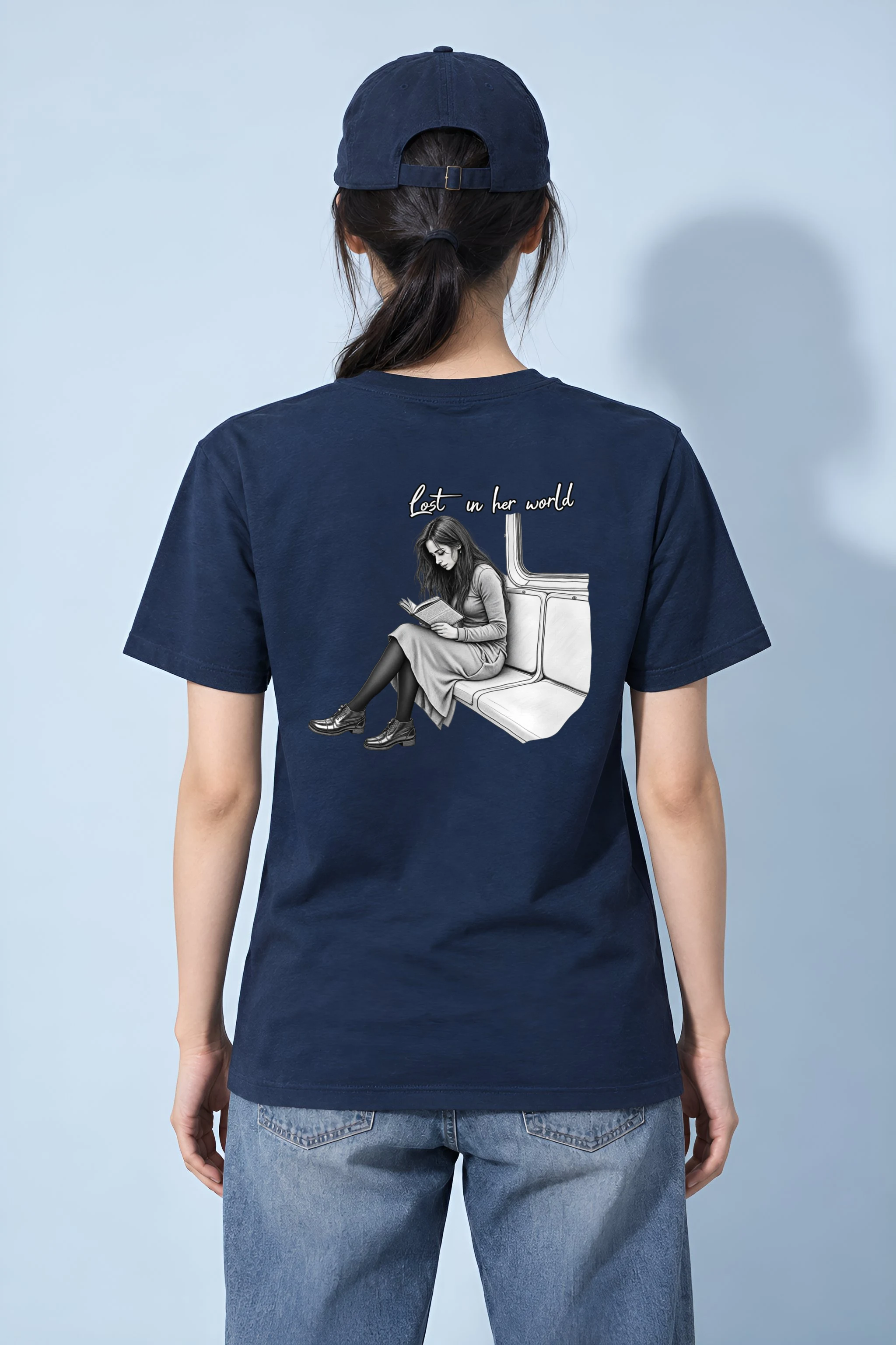 "Lost In Her World" Heavyweight Unisex Crewneck T-shirt