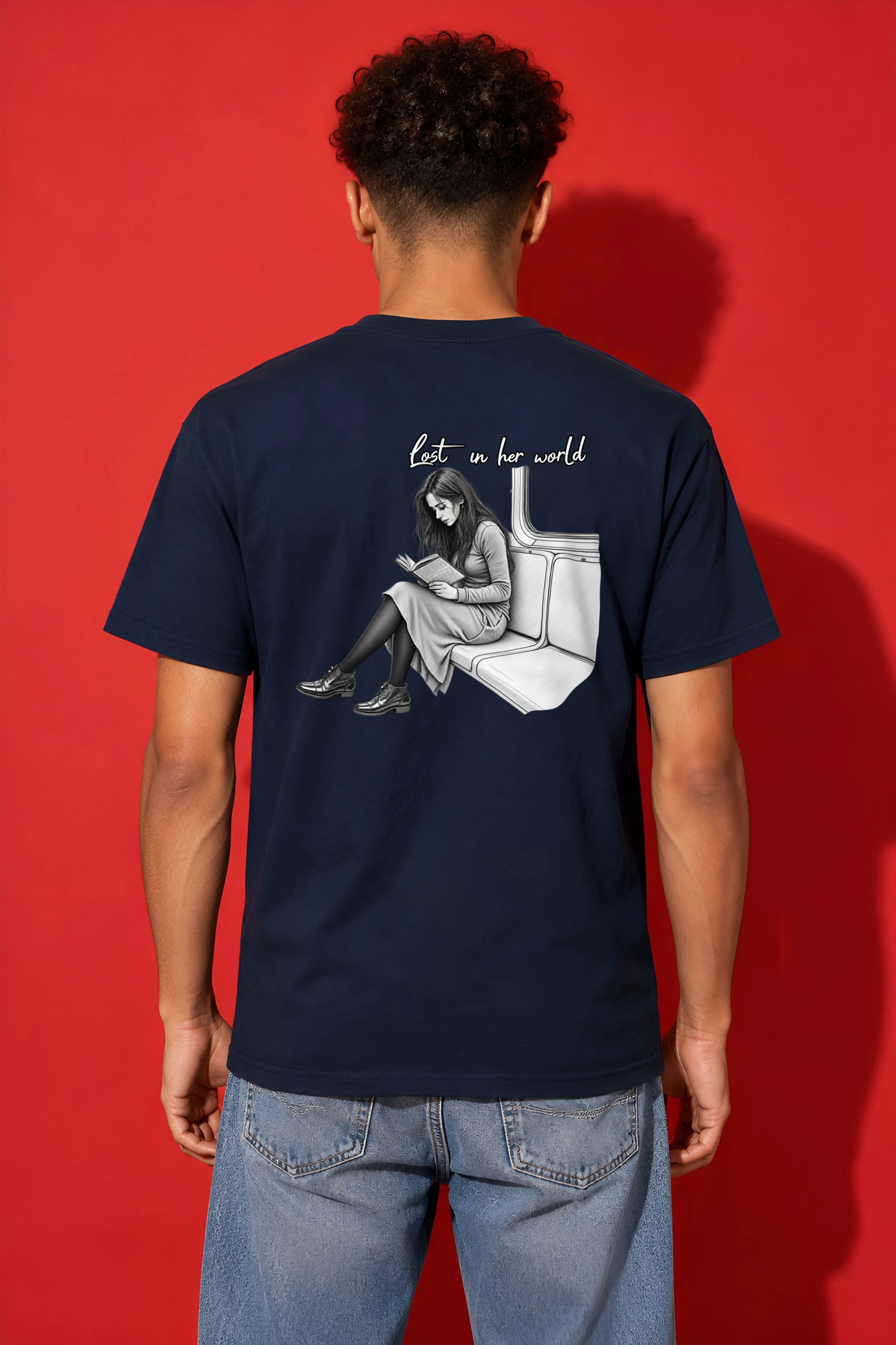 "Lost In Her World" Heavyweight Unisex Crewneck T-shirt