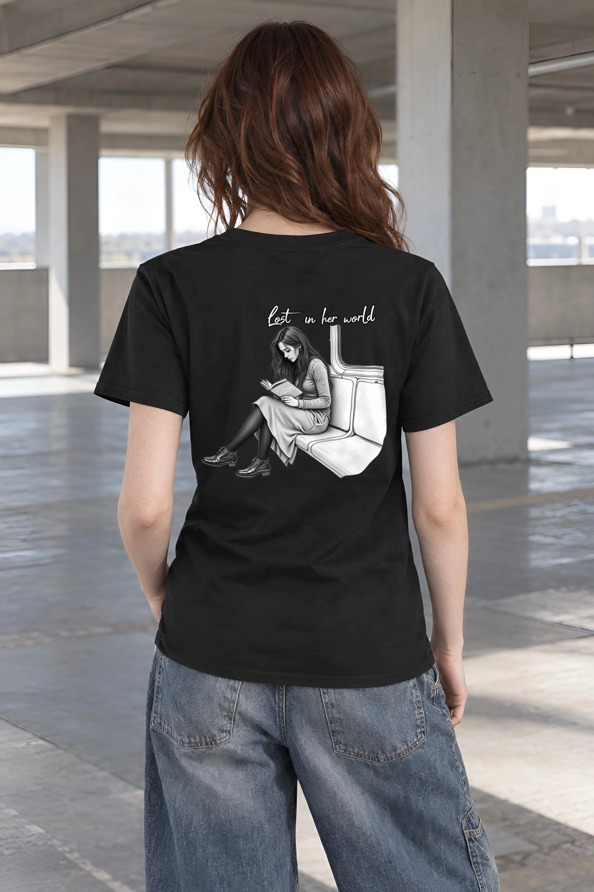 "Lost In Her World" Heavyweight Unisex Crewneck T-shirt