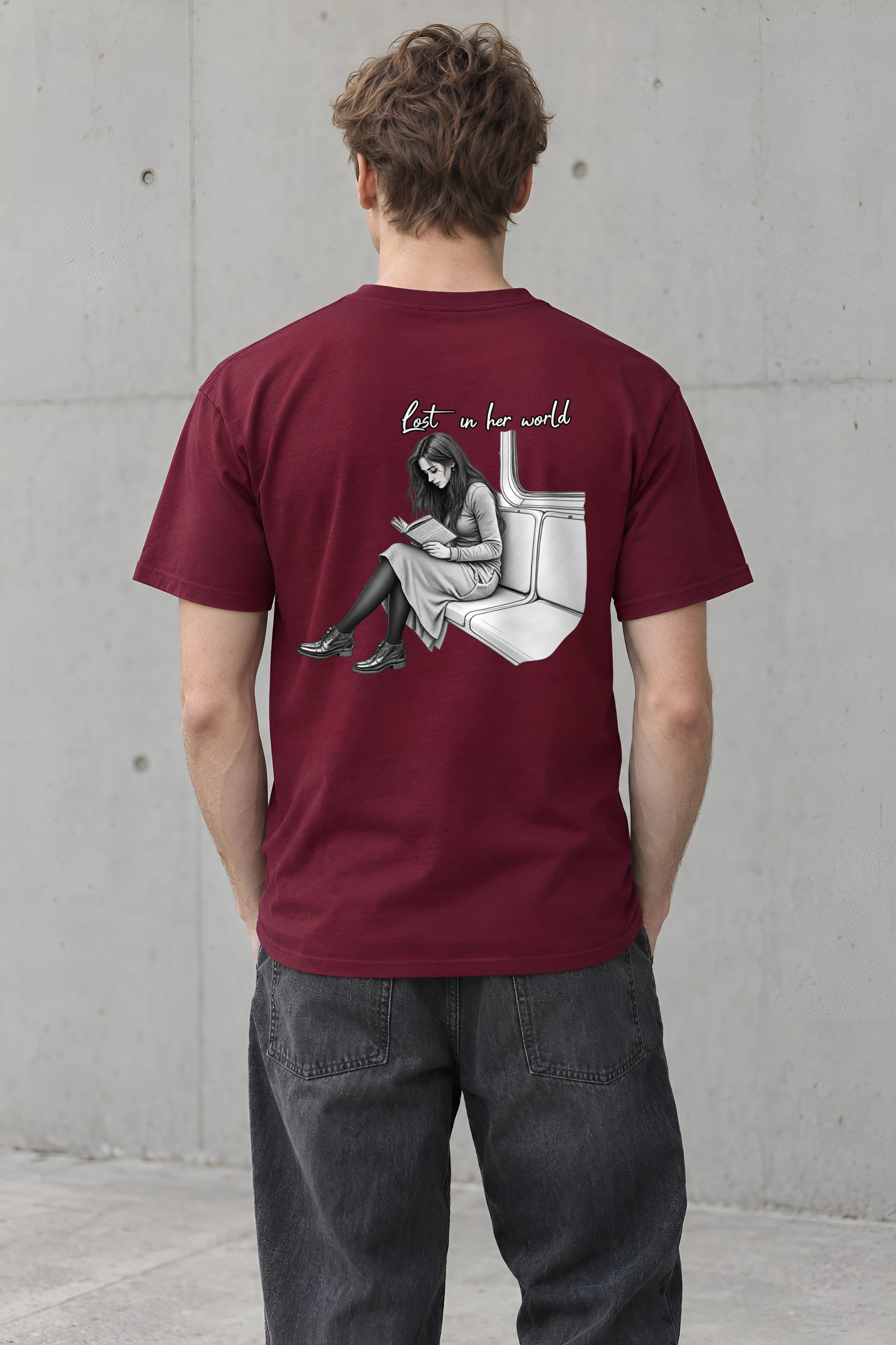 "Lost In Her World" Heavyweight Unisex Crewneck T-shirt