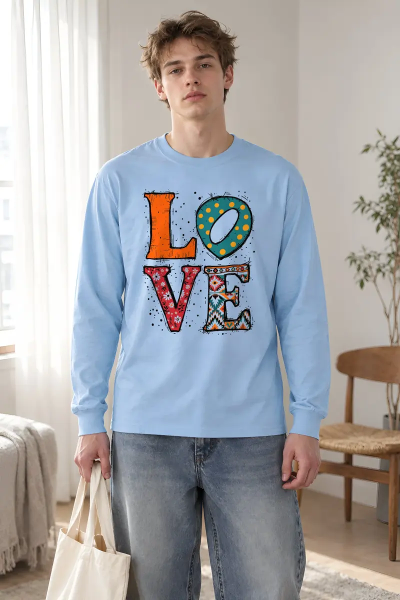 "Love Folk Lettering" Unisex Longsleeve T-shirt