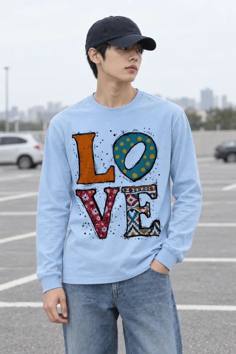 "Love Folk Lettering" Unisex Longsleeve T-shirt | Gildan 2400