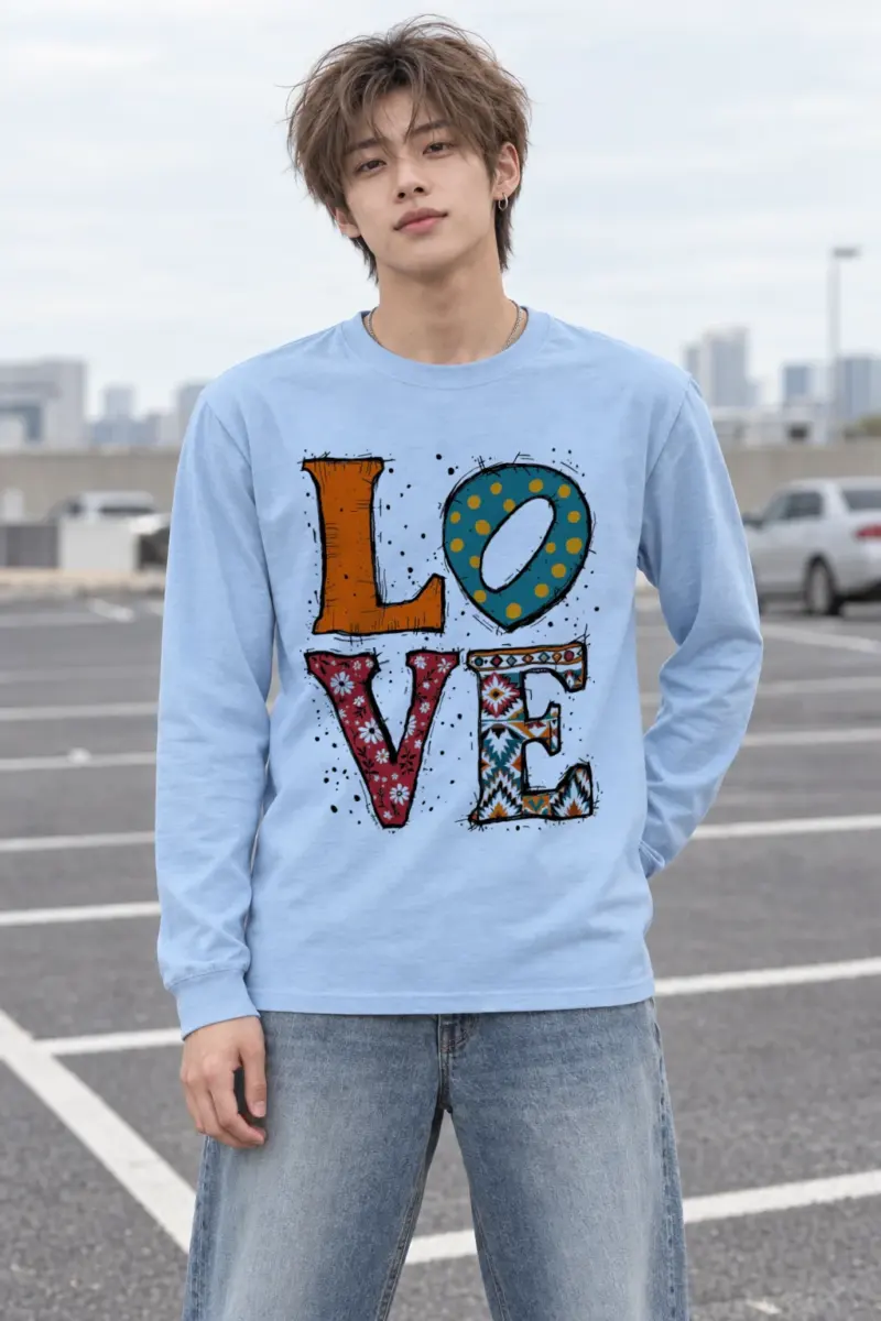 "Love Folk Lettering" Unisex Longsleeve T-shirt
