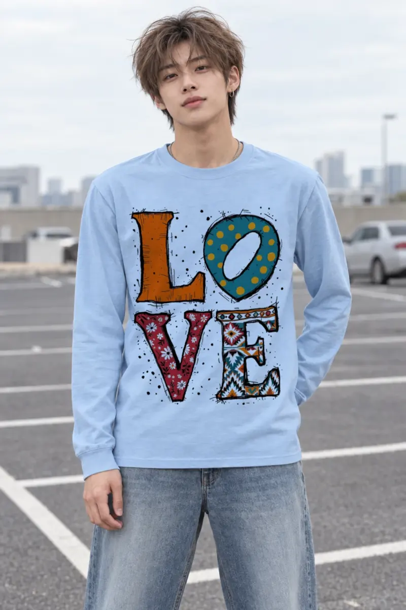 "Love Folk Lettering" Unisex Longsleeve T-shirt