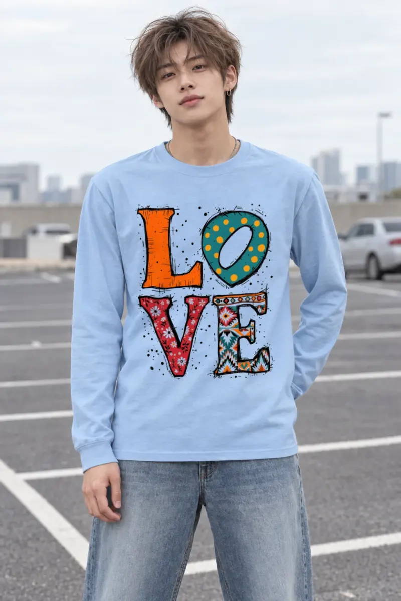 "Love Folk Lettering" Unisex Longsleeve T-shirt