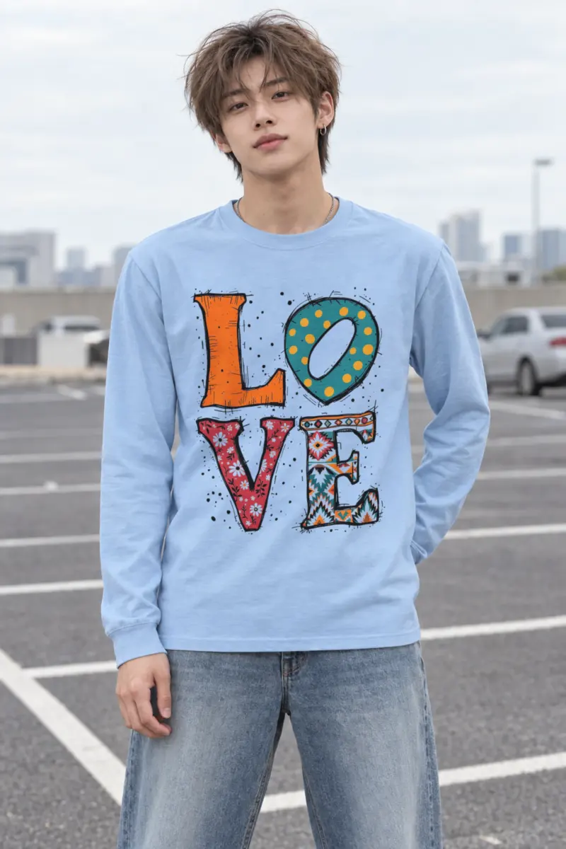 "Love Folk Lettering" Unisex Longsleeve T-shirt