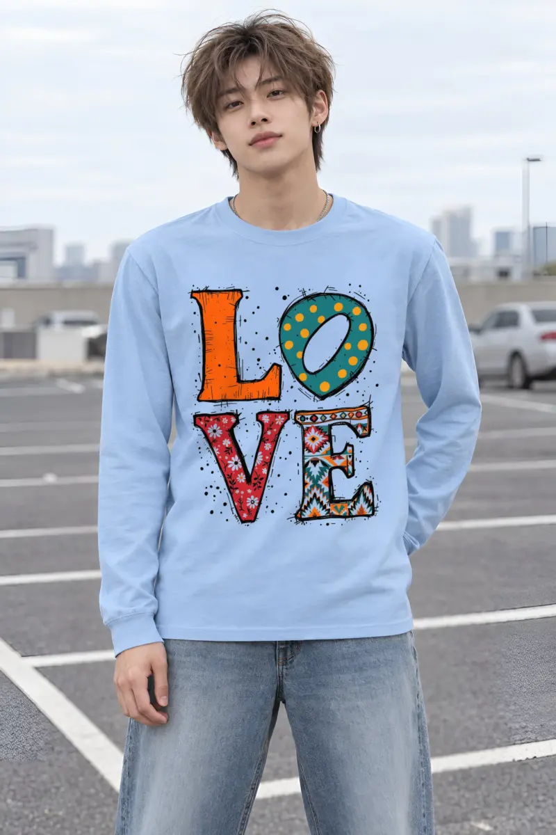 "Love Folk Lettering" Unisex Longsleeve T-shirt