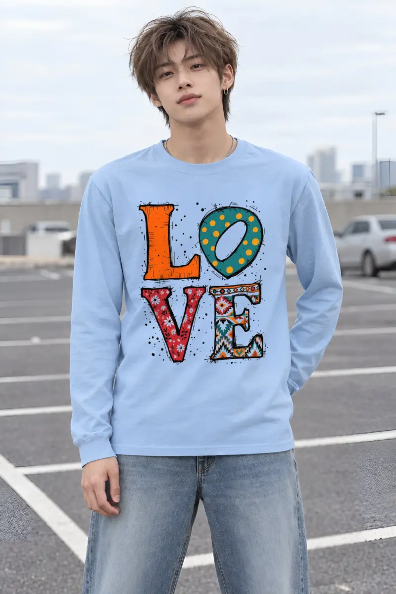 "Love Folk Lettering" Unisex Longsleeve T-shirt