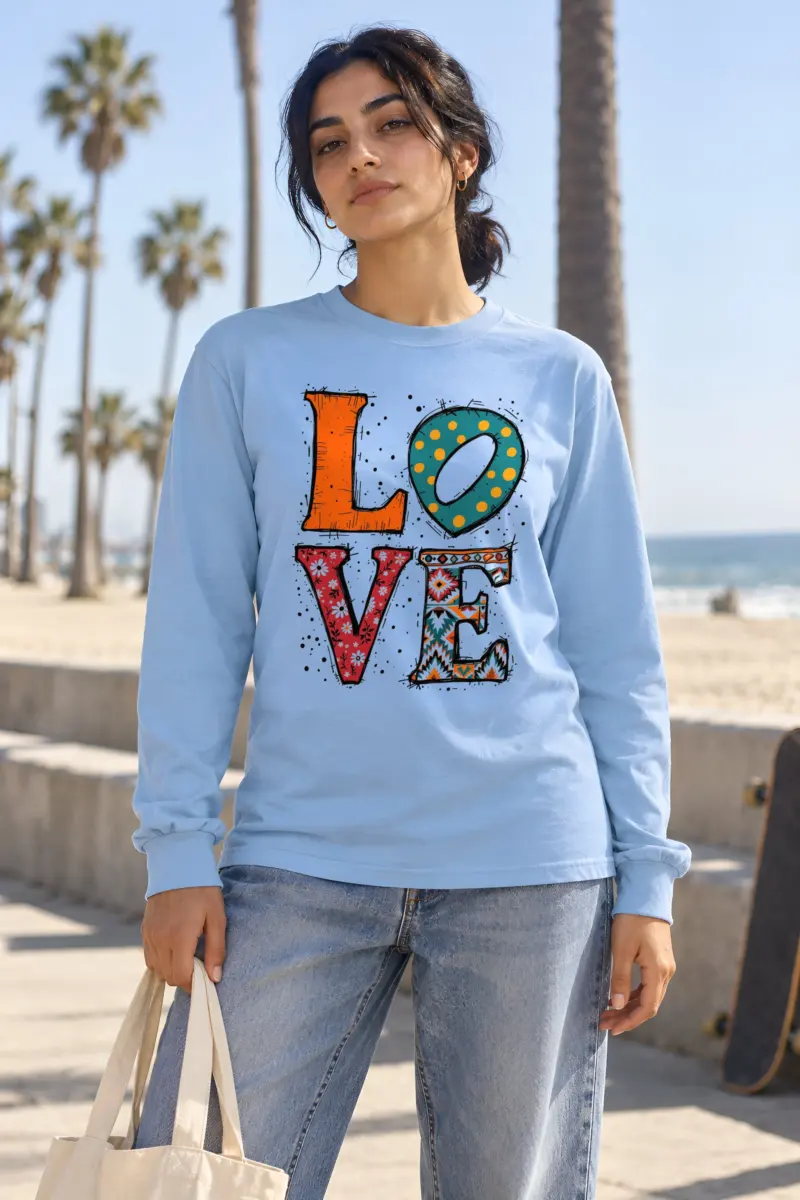 "Love Folk Lettering" Unisex Longsleeve T-shirt