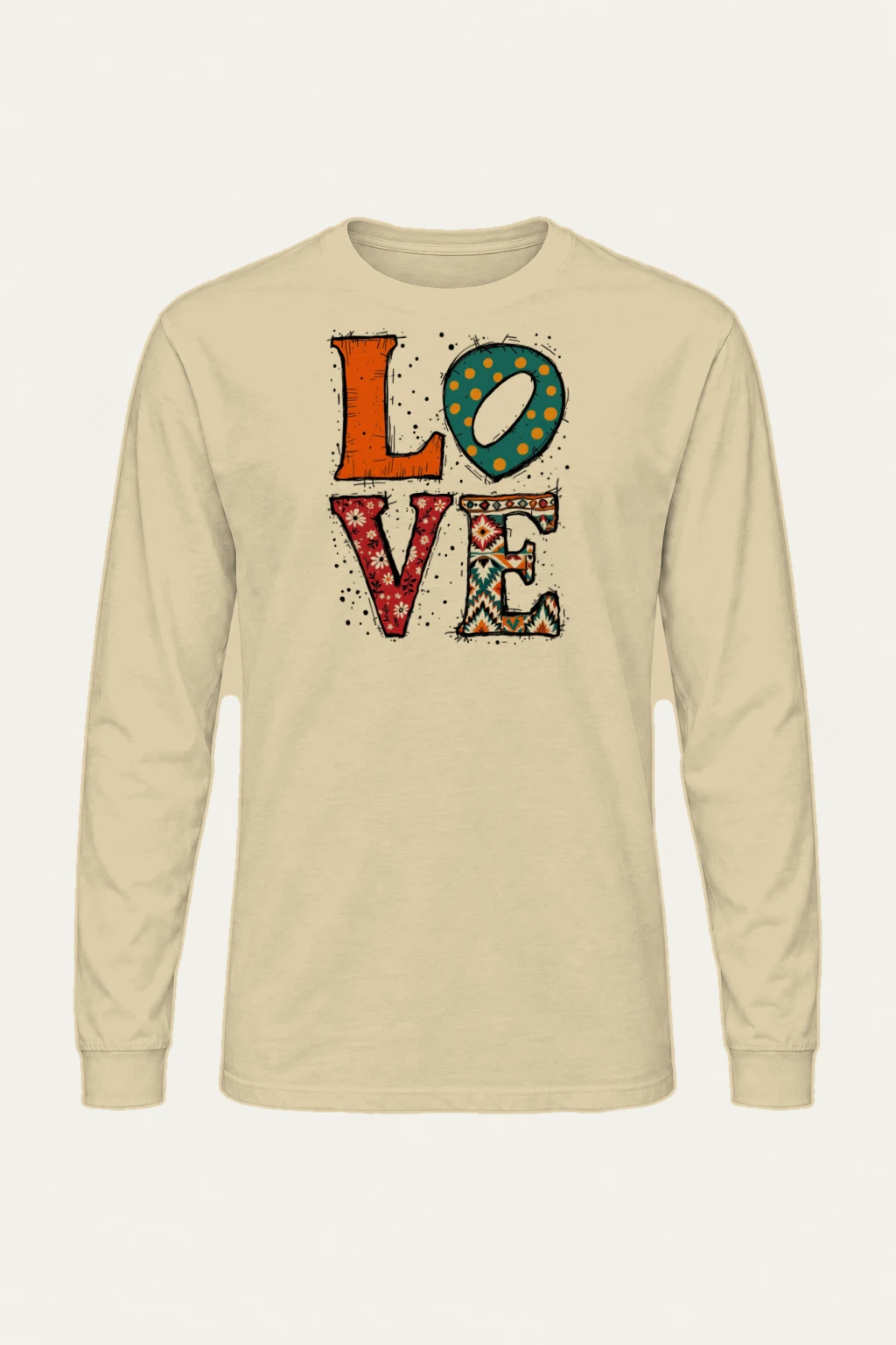 "Love Folk Lettering" Unisex Longsleeve T-shirt | Gildan 2400