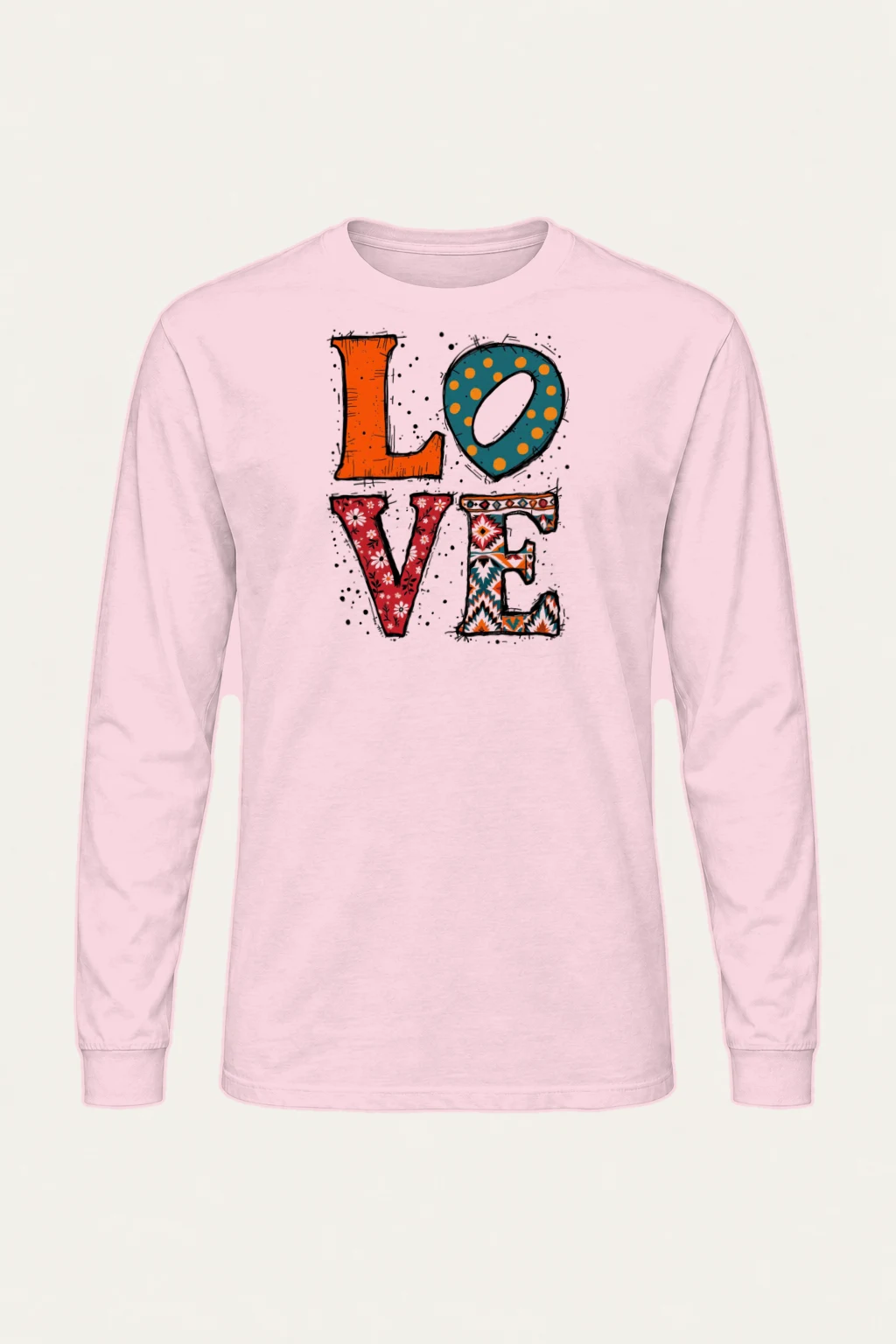 "Love Folk Lettering" Unisex Longsleeve T-shirt | Gildan 2400