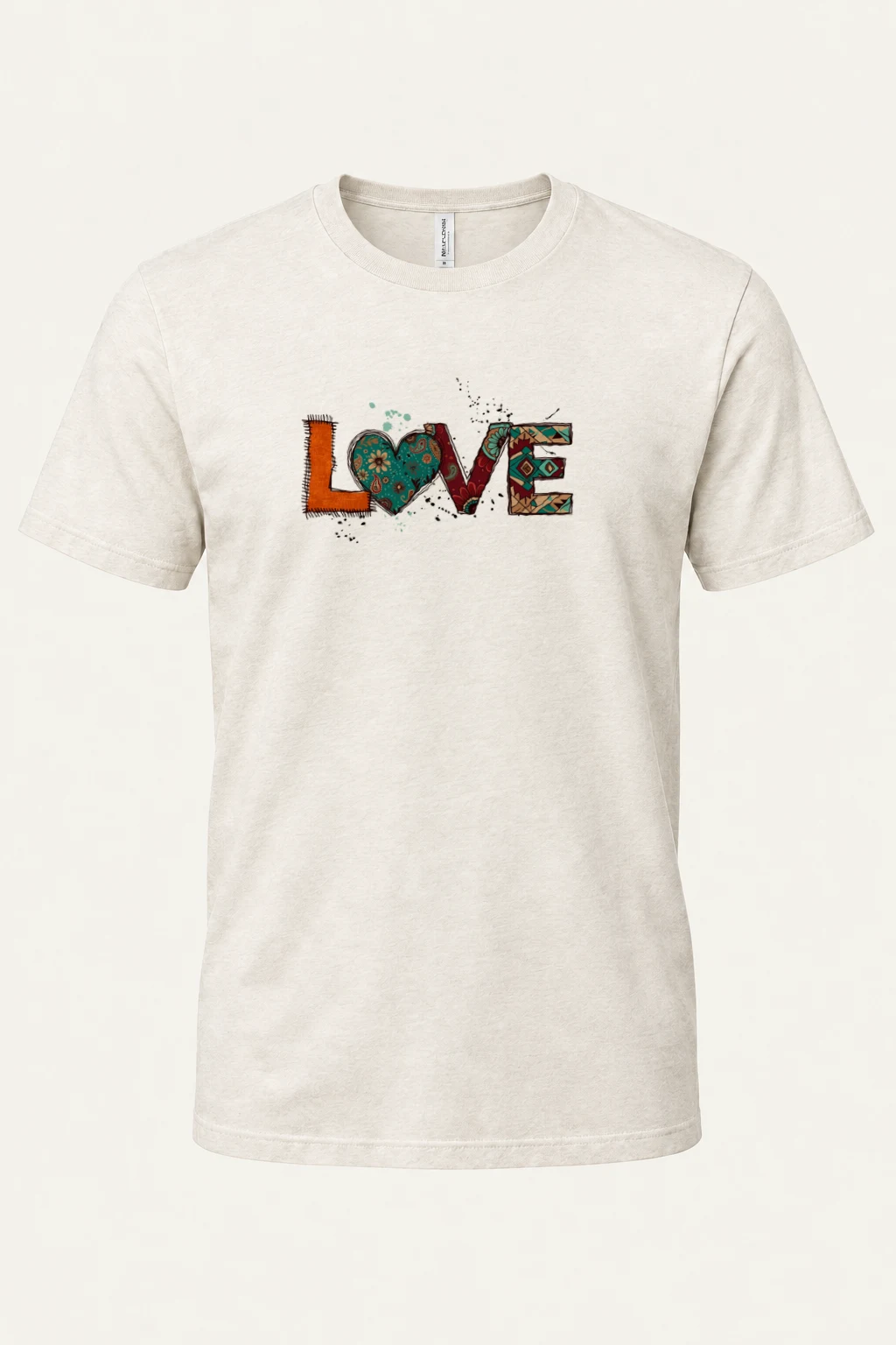 "Love Folk Pattern" Heavyweight Unisex Crewneck T-shirt | Gildan 5000