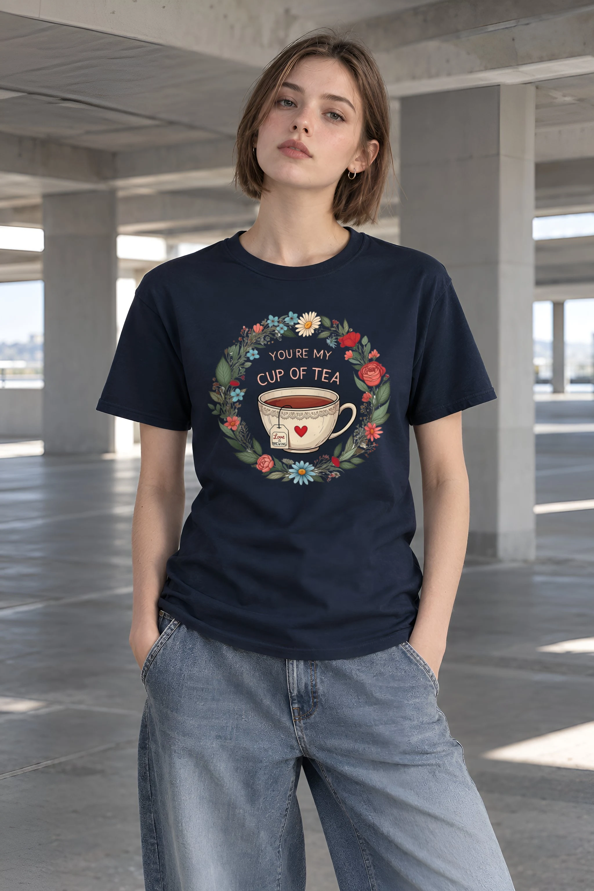 "Love Is Brewing" Heavyweight Unisex Crewneck T-shirt