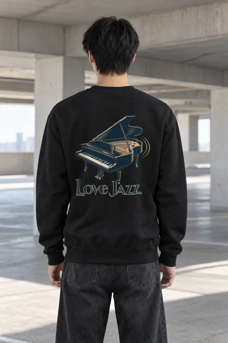 "Love Jazz Piano" Heavy Blend Unisex Crewneck Sweatshirt | Gildan 18000