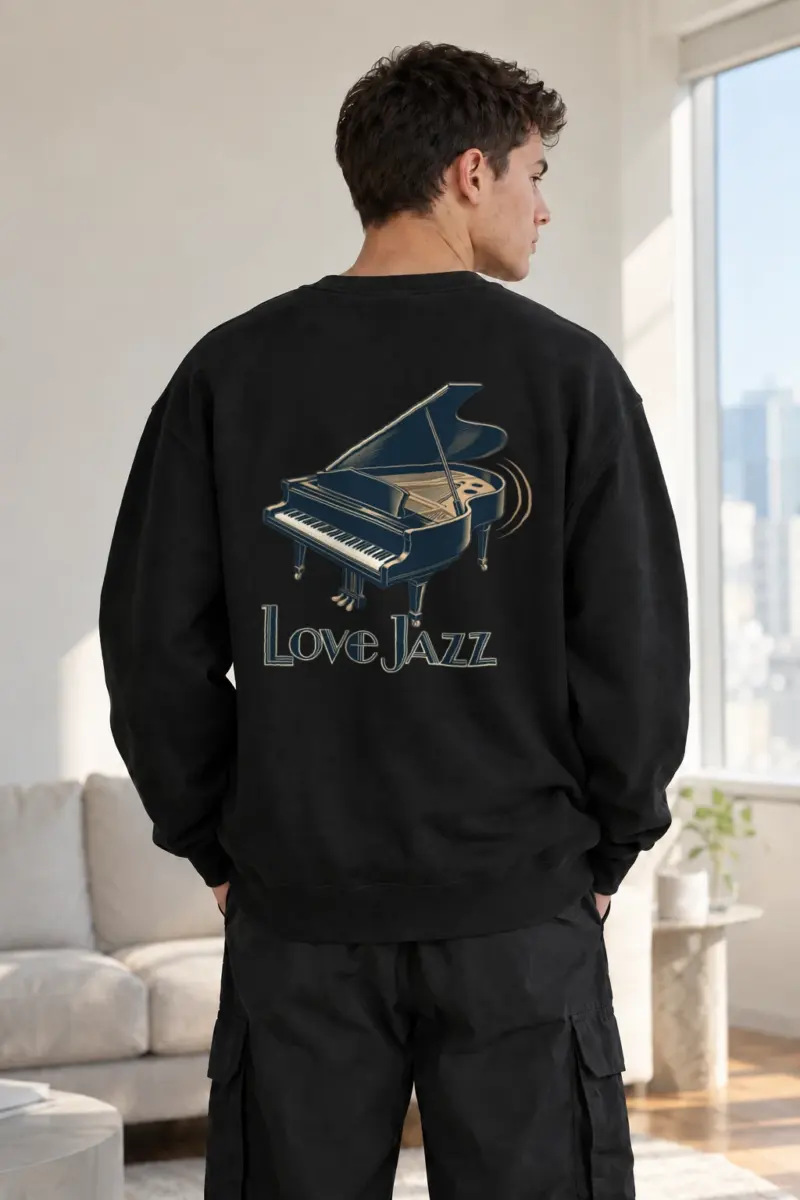 "Love Jazz Piano" Heavy Blend Unisex Crewneck Sweatshirt | Gildan 18000