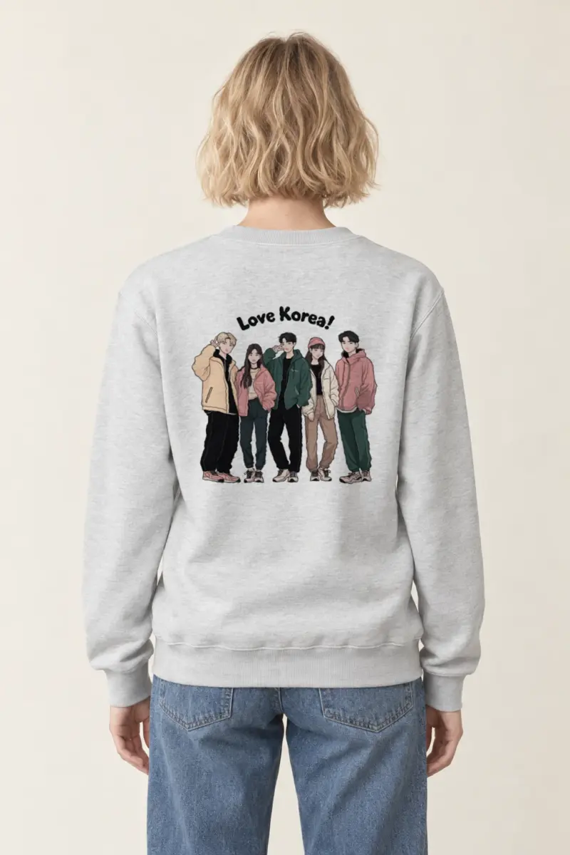 "Love Korea Crew" Heavy Blend Unisex Crewneck Sweatshirt | Gildan 18000