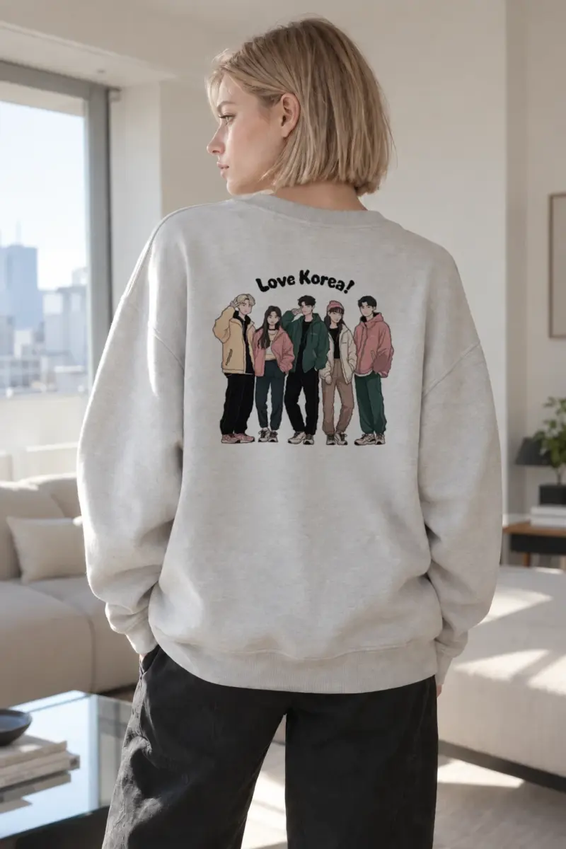 "Love Korea Crew" Heavy Blend Unisex Crewneck Sweatshirt | Gildan 18000