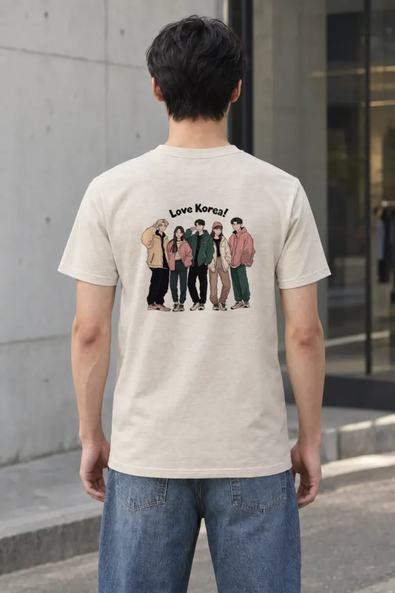 "Love Korea" Heavyweight Unisex Crewneck T-shirt