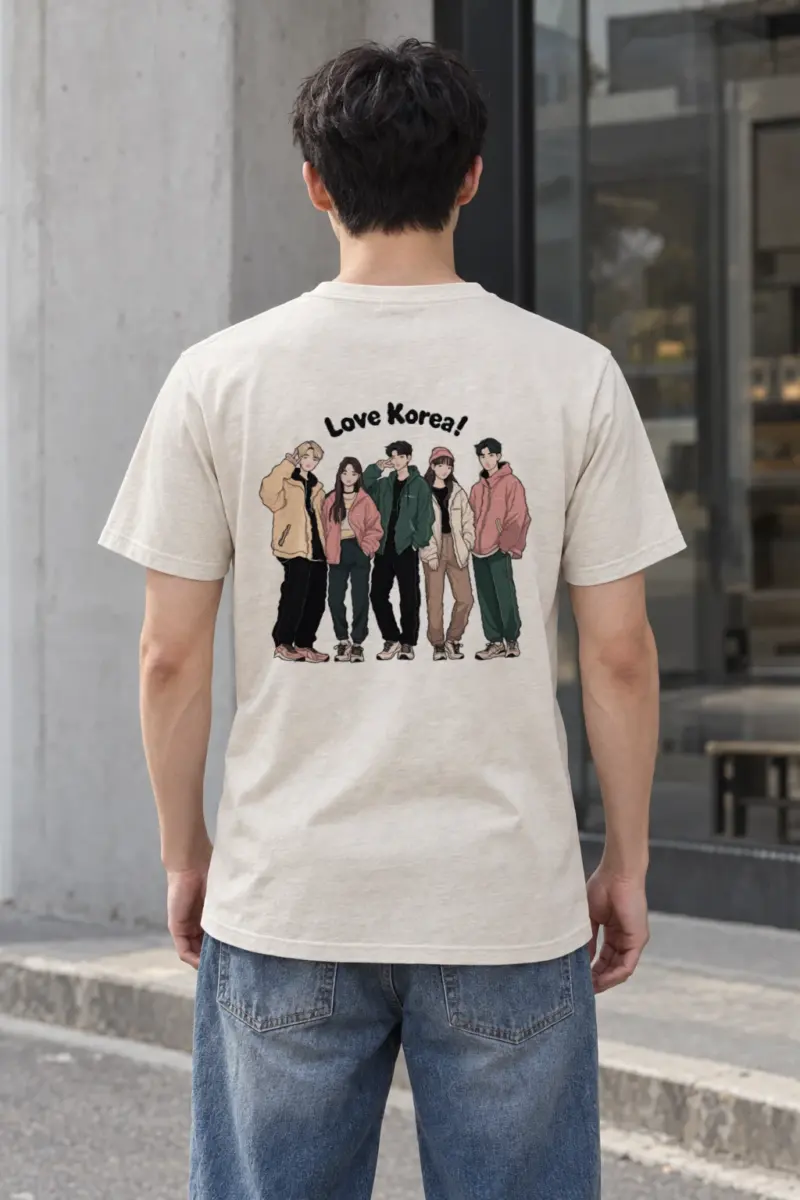 "Love Korea" Heavyweight Unisex Crewneck T-shirt | Gildan 5000