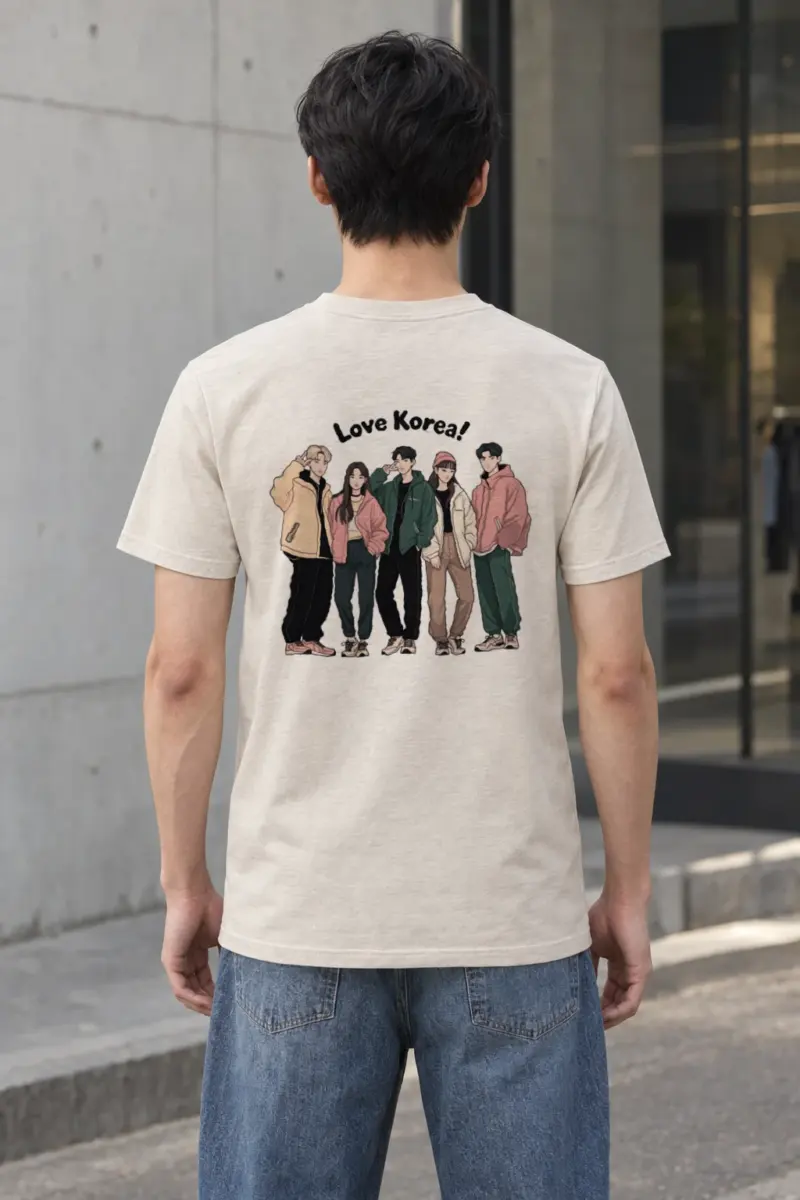 "Love Korea" Heavyweight Unisex Crewneck T-shirt