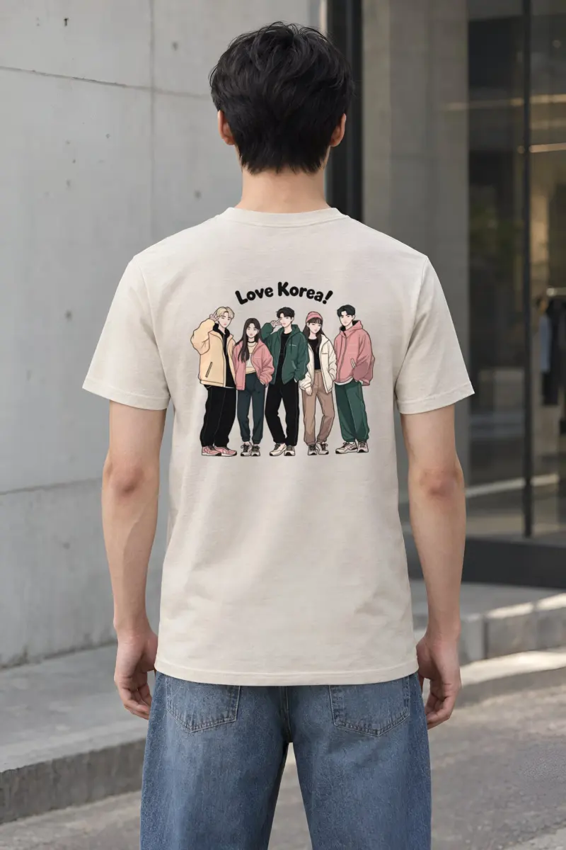 "Love Korea" Heavyweight Unisex Crewneck T-shirt