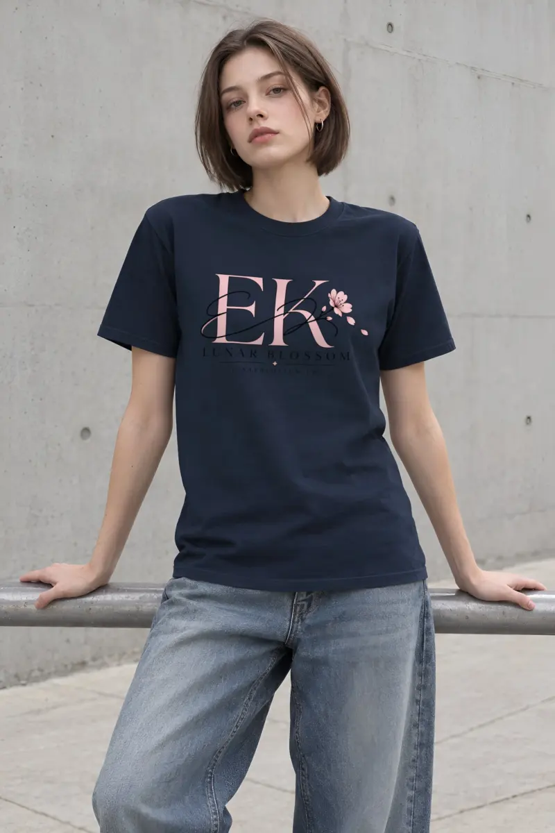 "Lunar Blossom" Heavyweight Unisex Crewneck T-shirt